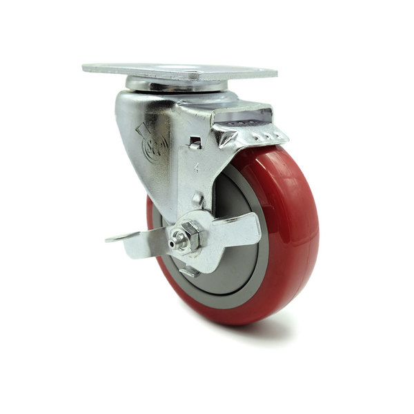 Service Caster Regency 600CSW415WB U-Boat Utility Cart Caster Replacement - REG-SCC-20S414-PPUB-RED-TLB-TP2